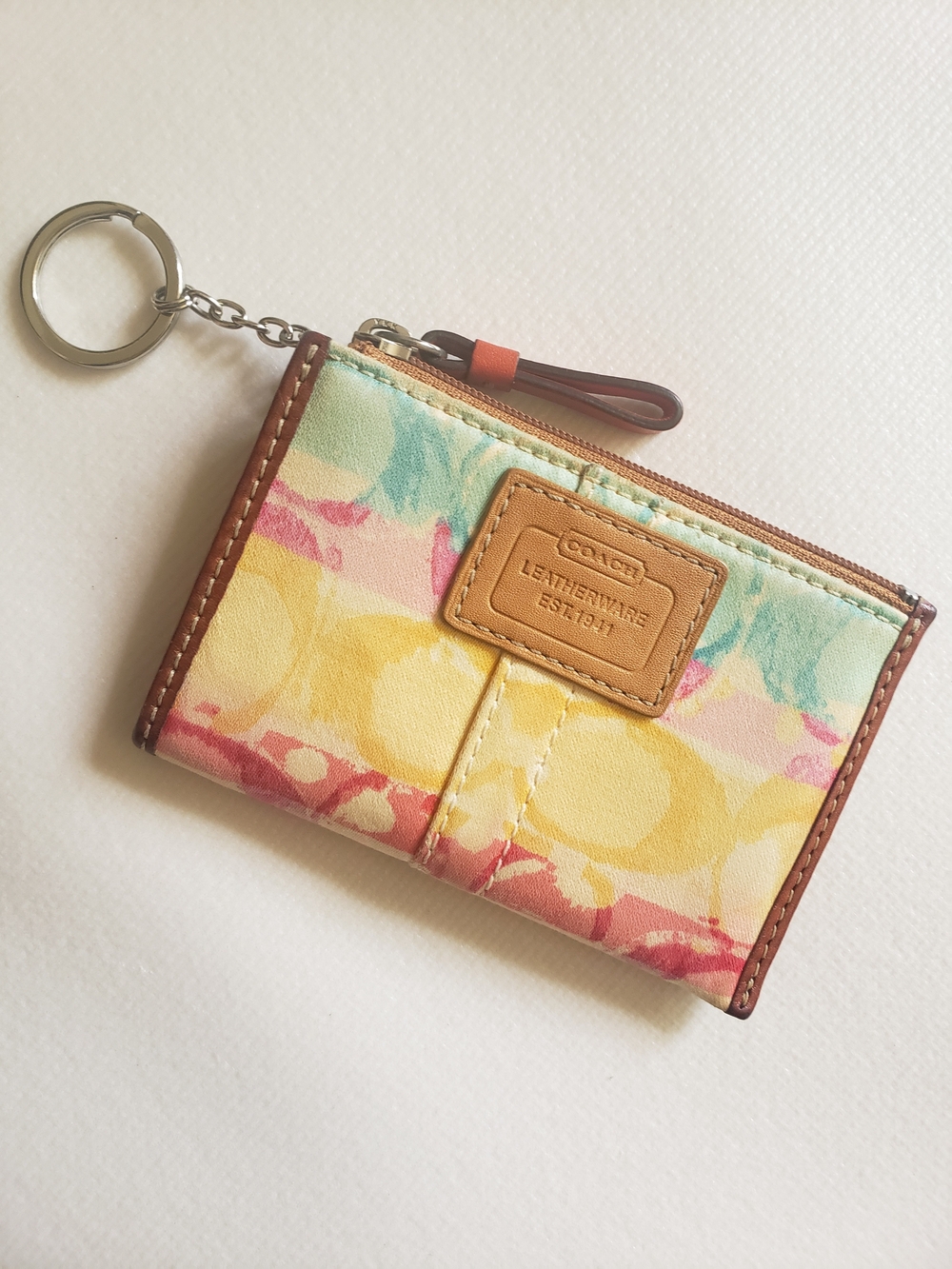 Vintage Coach Hampton Watercolor Signature Mini Skinny ID Card Case Y2K